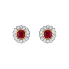 Ruby and Diamond Cluster Earrings