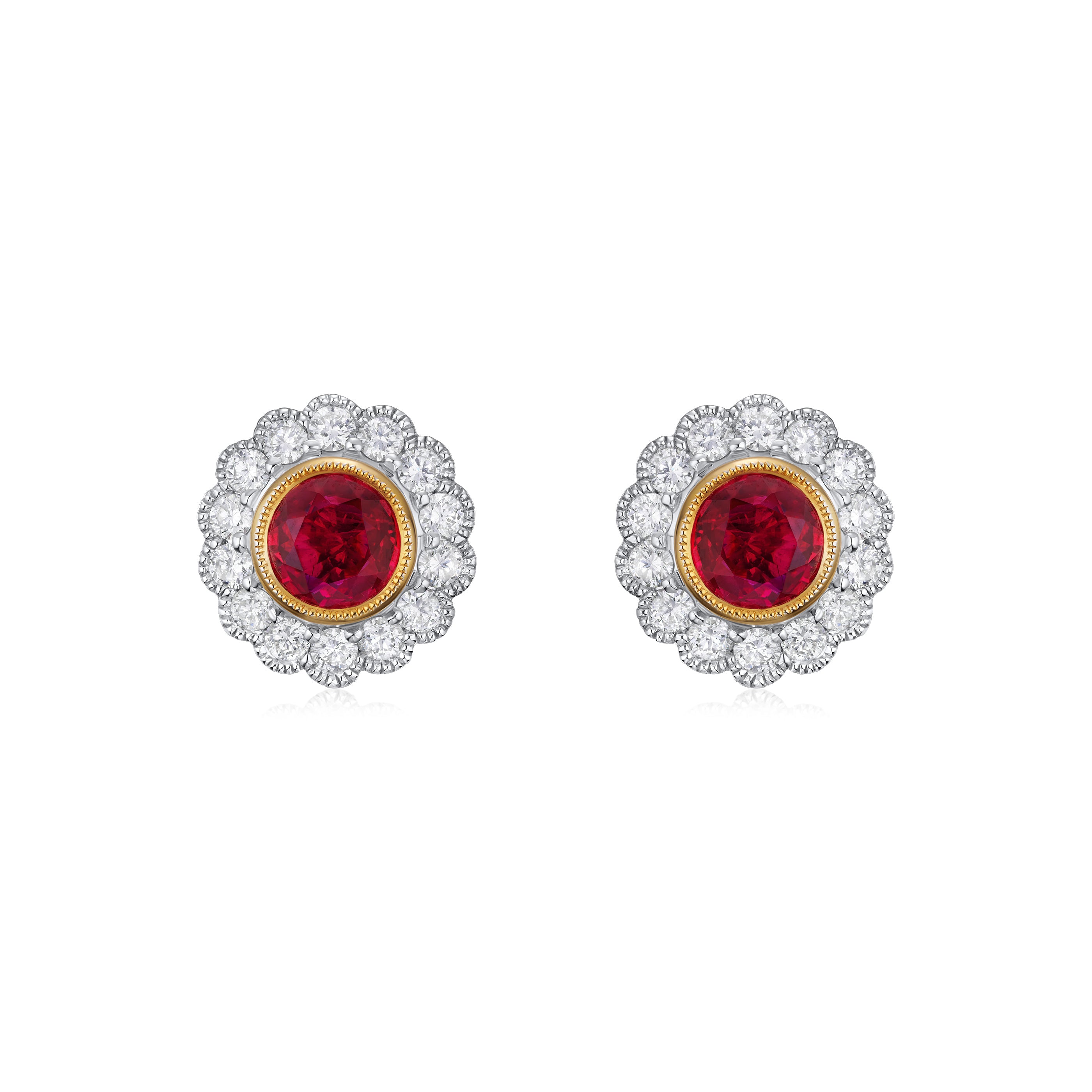 Ruby and Diamond Cluster Earrings