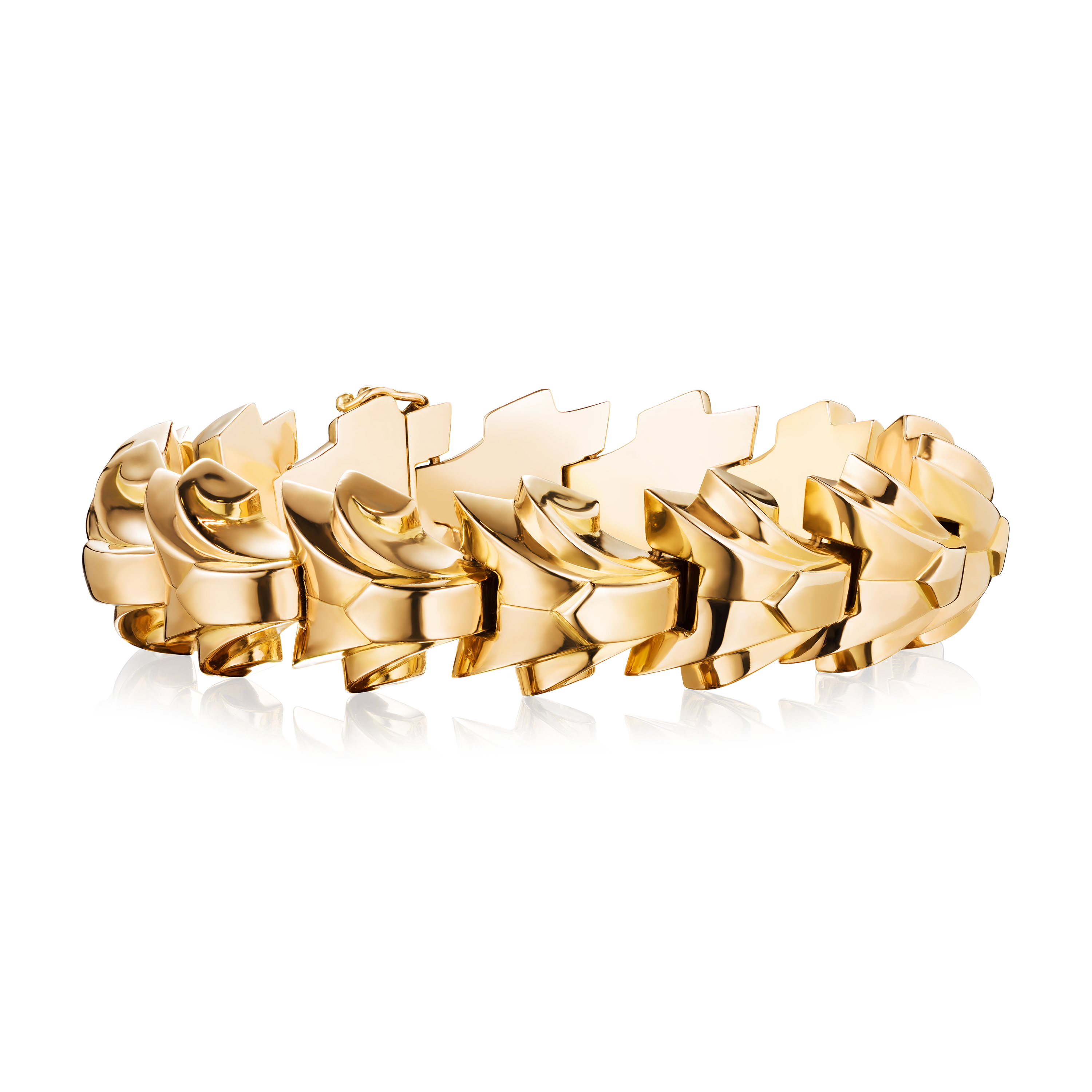 Circa 1950's French 18ct gold 'Triangular' scrolled link bracelet