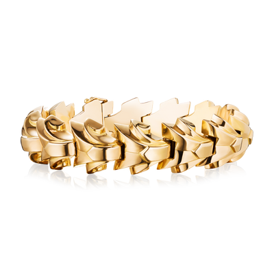 Circa 1950's French 18ct gold 'Triangular' scrolled link bracelet