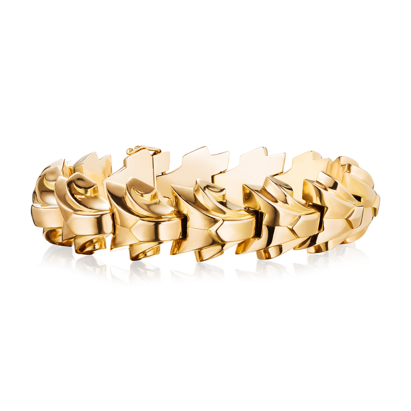 Circa 1950's French 18ct gold 'Triangular' scrolled link bracelet