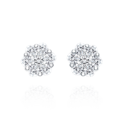 Pair of Diamond set cluster earrings