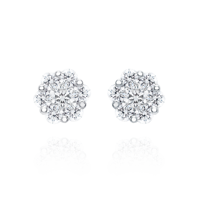 Pair of Diamond set cluster earrings