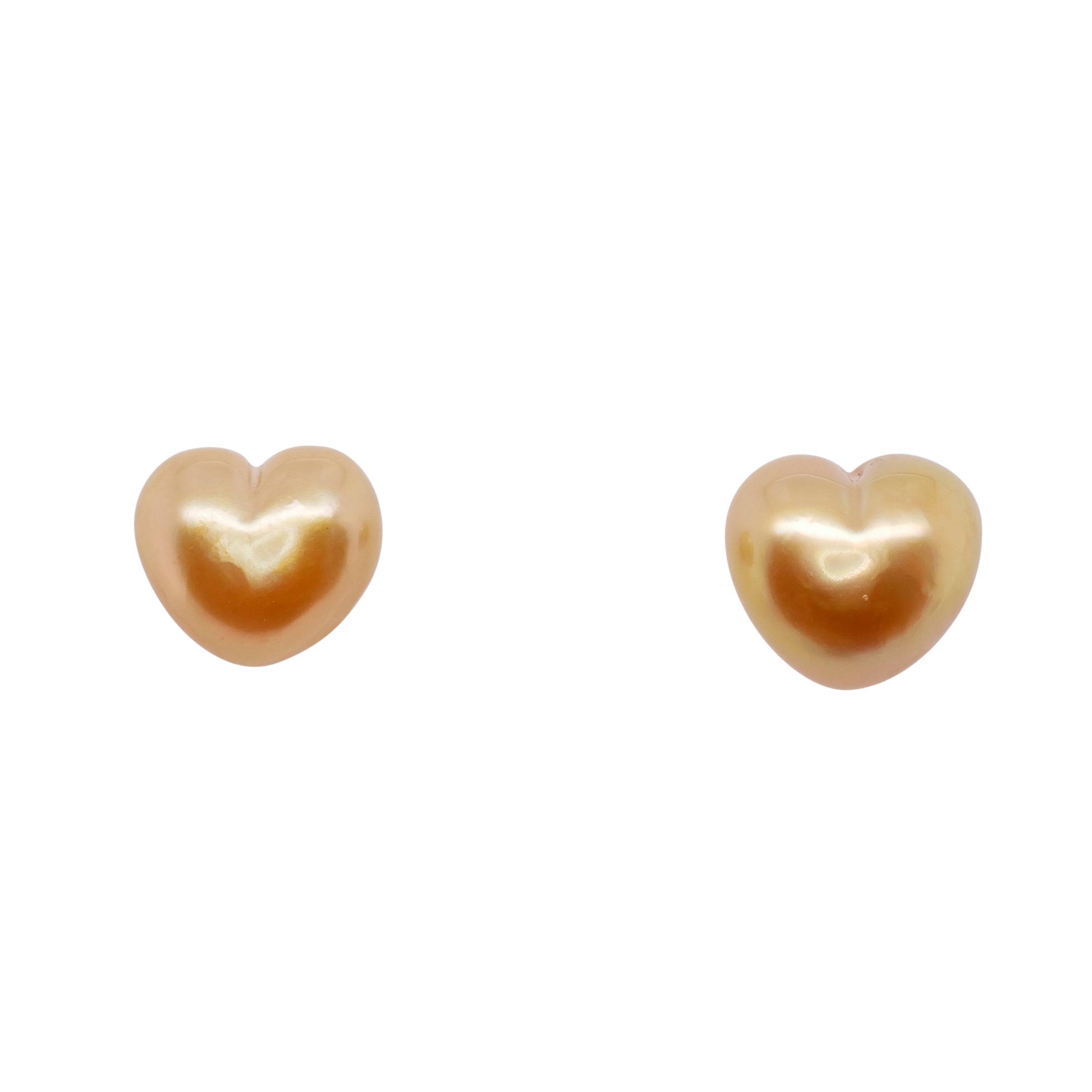 Heart Shape Golden South Sea Cultured Pearl Stud Earrings