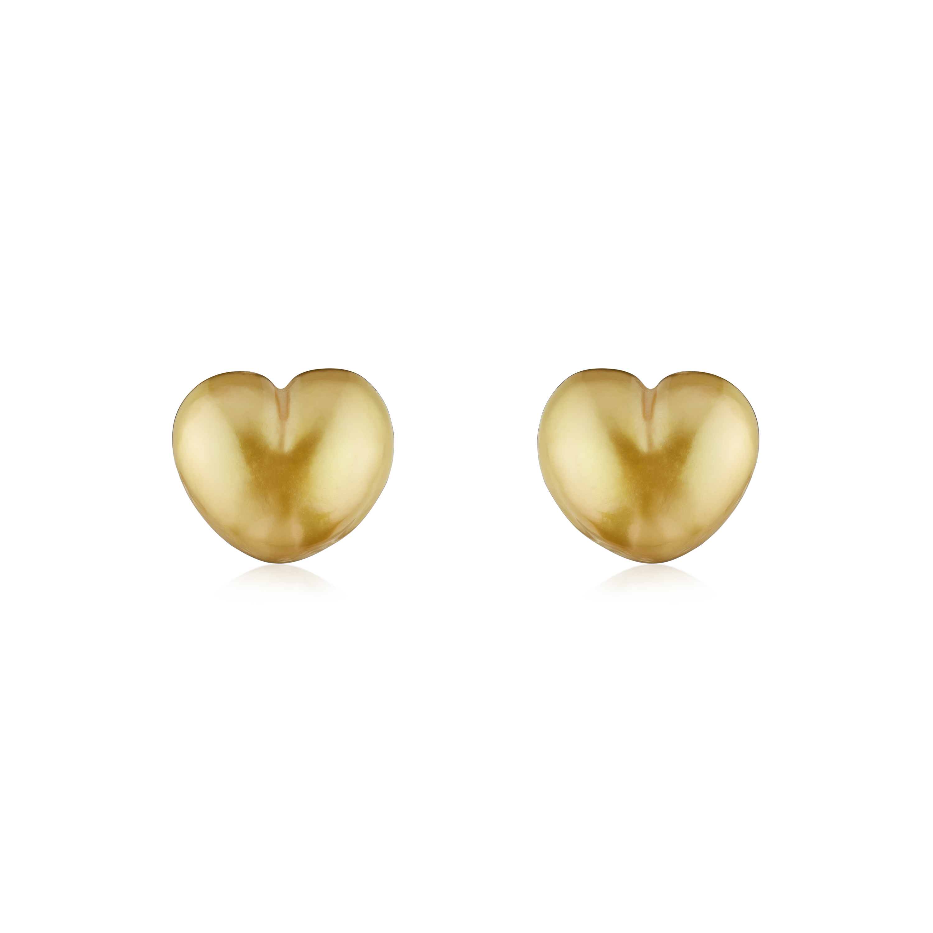 Heart Shape Golden Pearl Stud Earrings