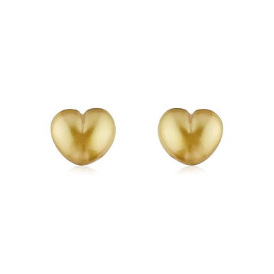 Heart Shape Golden Pearl Stud Earrings