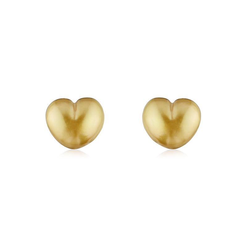 Heart Shape Golden Pearl Stud Earrings