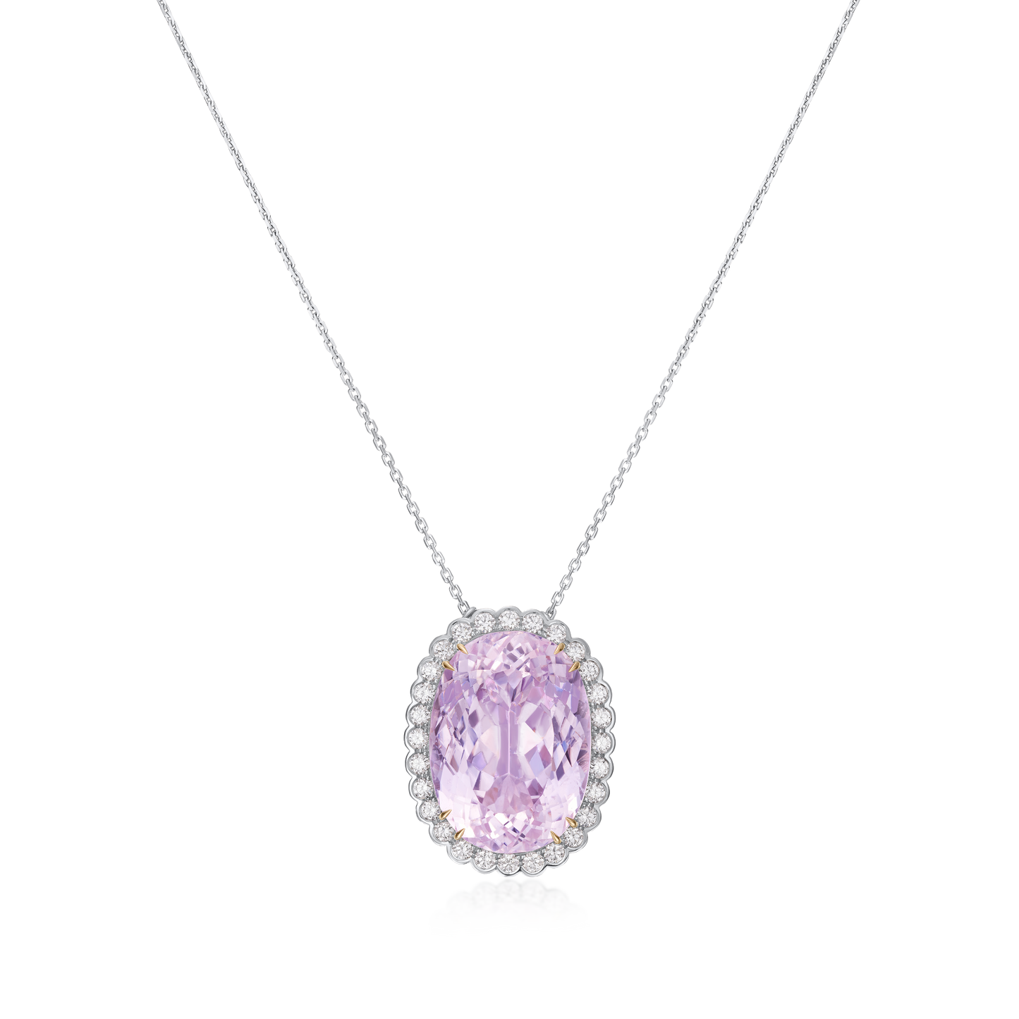 32.86cts Oval Kunzite and Diamond Pendant