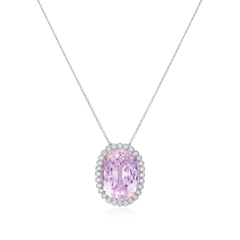 32.86cts Oval Kunzite and Diamond Pendant