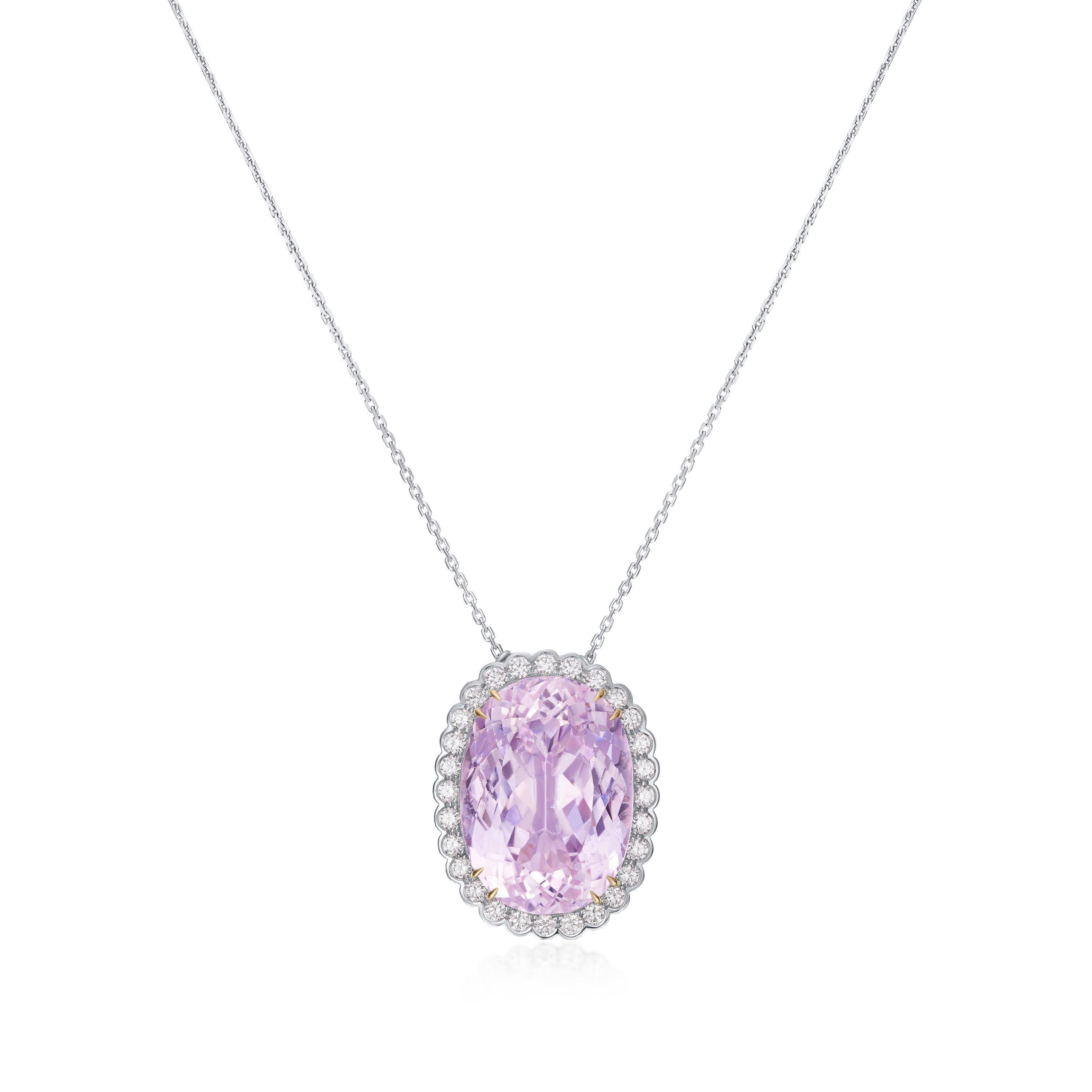 32.86cts Oval Kunzite and Diamond Pendant