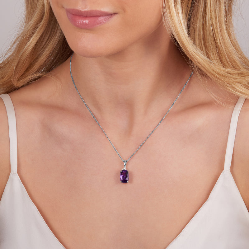 5.90cts Cushion Amethyst and Diamond Pendant