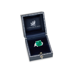 6.29ct Emerald and Diamond Three Stone Ring