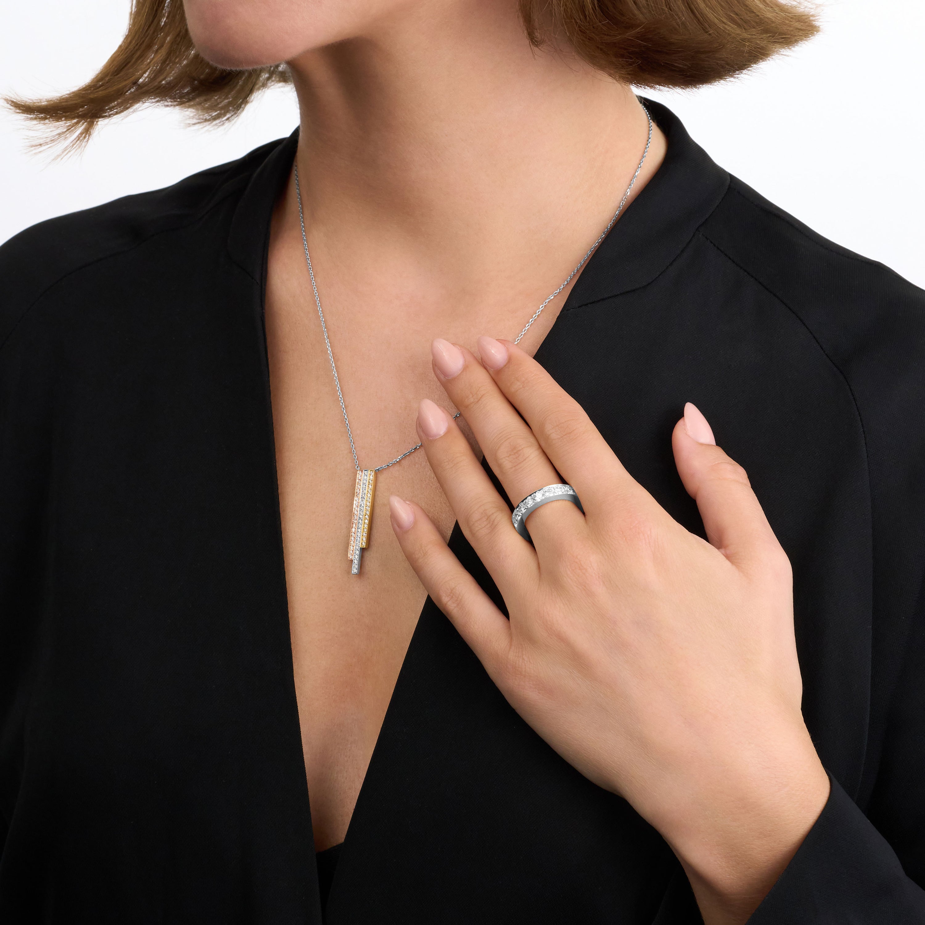 Skyline Tri-Colour Diamond Pendant