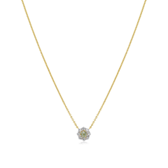 Yellow and White Diamond Cluster Pendant