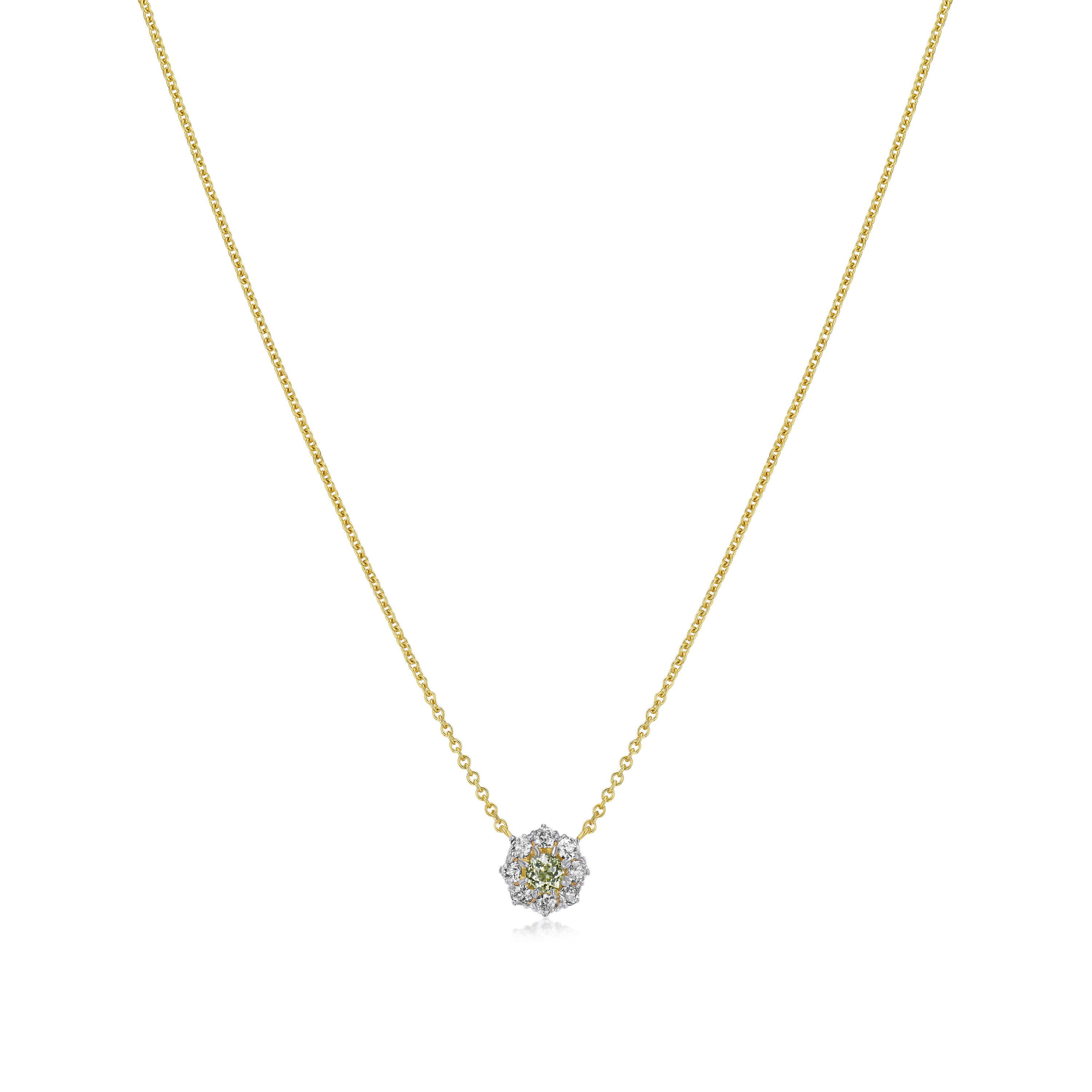 Yellow and White Diamond Cluster Pendant