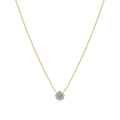 Yellow and White Diamond Cluster Pendant