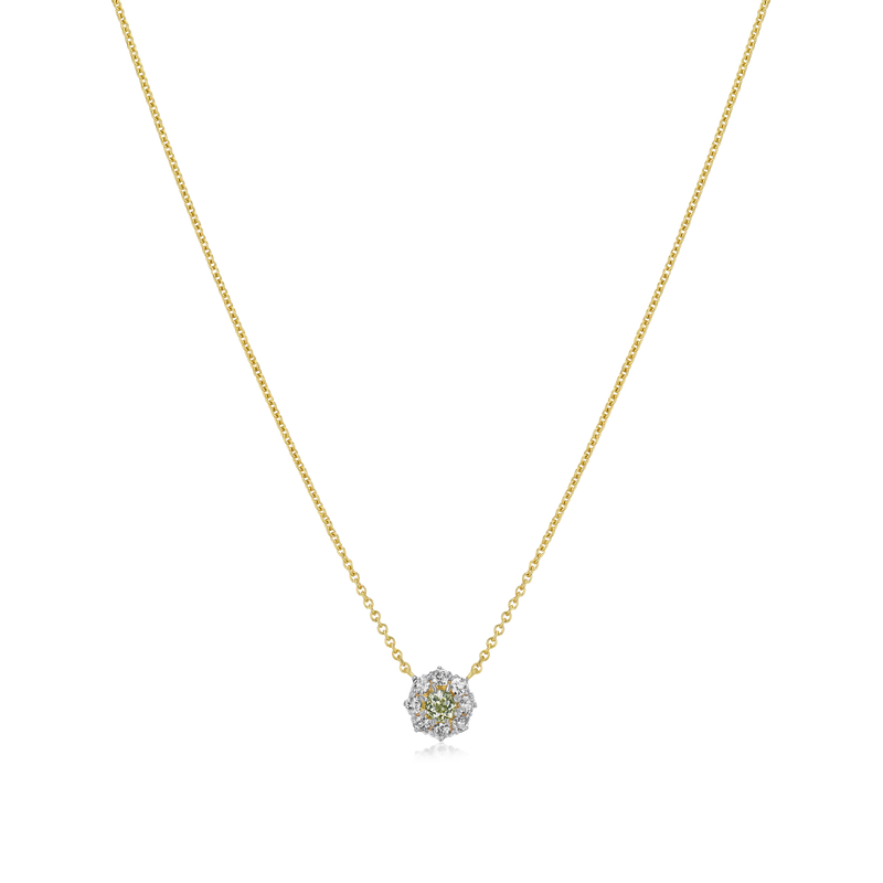 Yellow and White Diamond Cluster Pendant