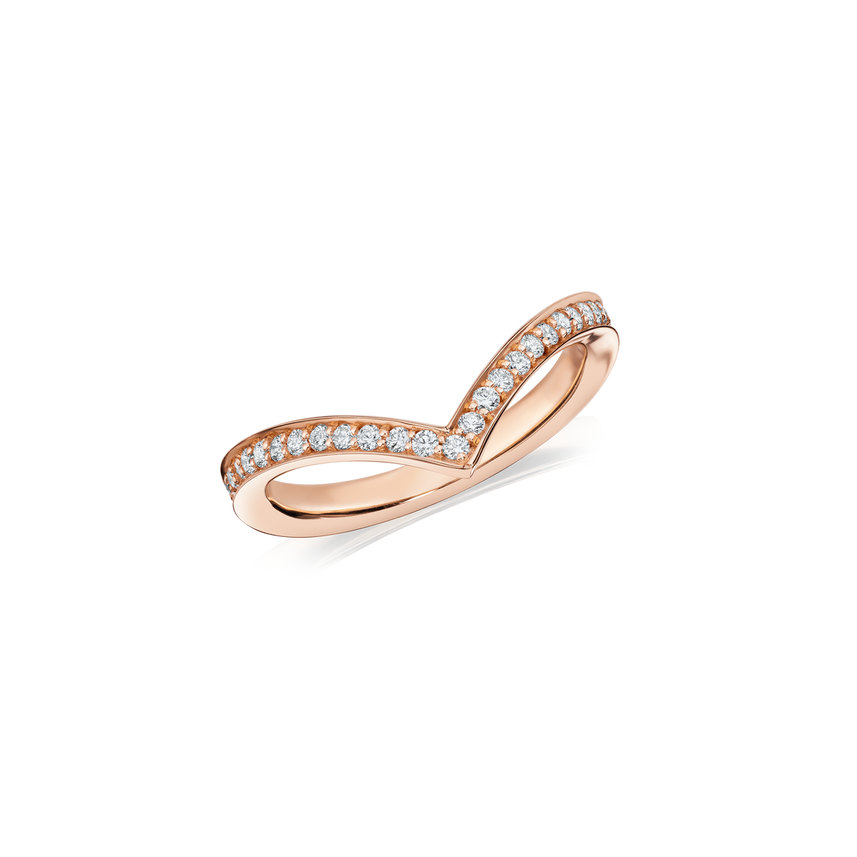 Skyline 18ct Rose Gold Wishbone Diamond Ring, 2mm