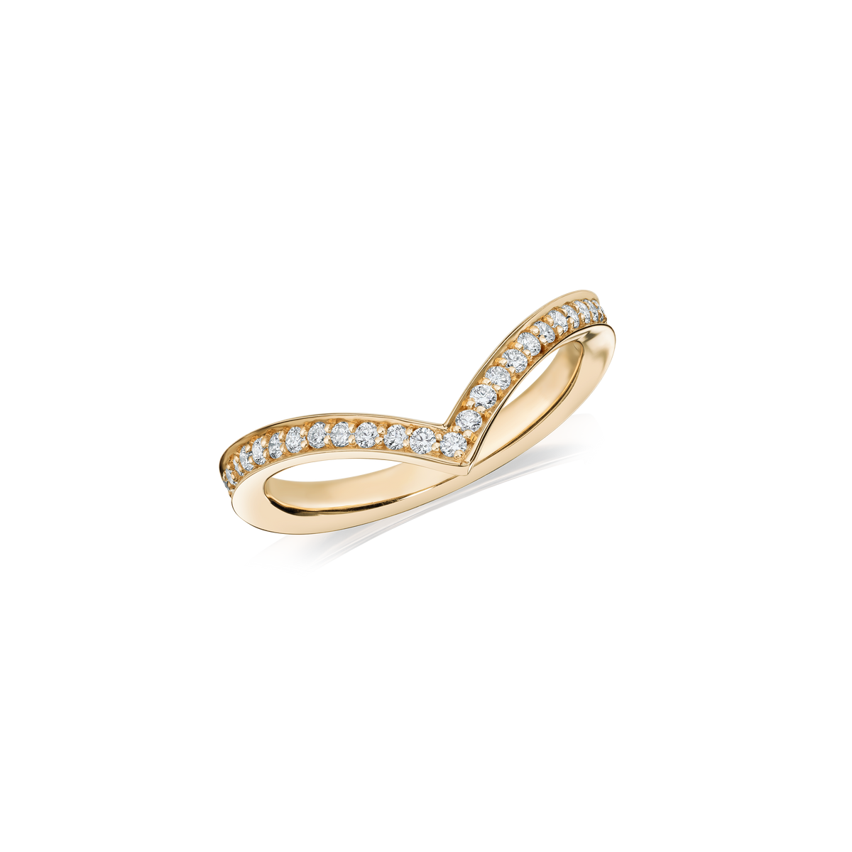Skyline 18ct Yellow Gold Wishbone Diamond Ring, 2mm