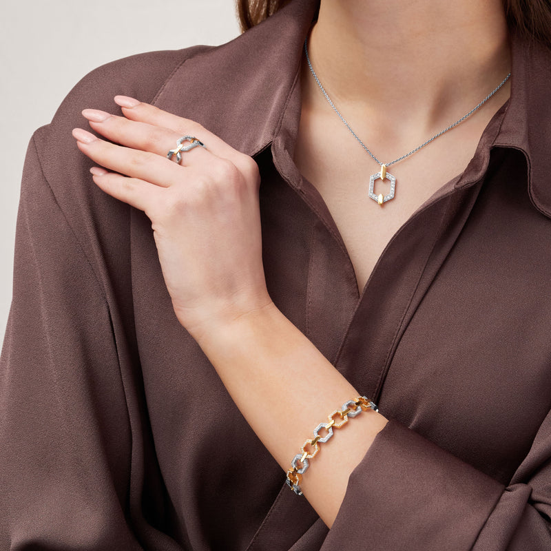 Nectar Platinum and 18ct Yellow Gold Diamond Set Bracelet