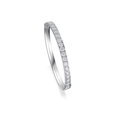 Skyline Collection Platinum Diamond Set Bangle 6mm