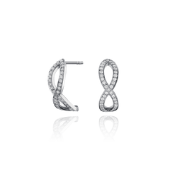 Skyline Collection Diamond Set Platinum Crossover Earrings