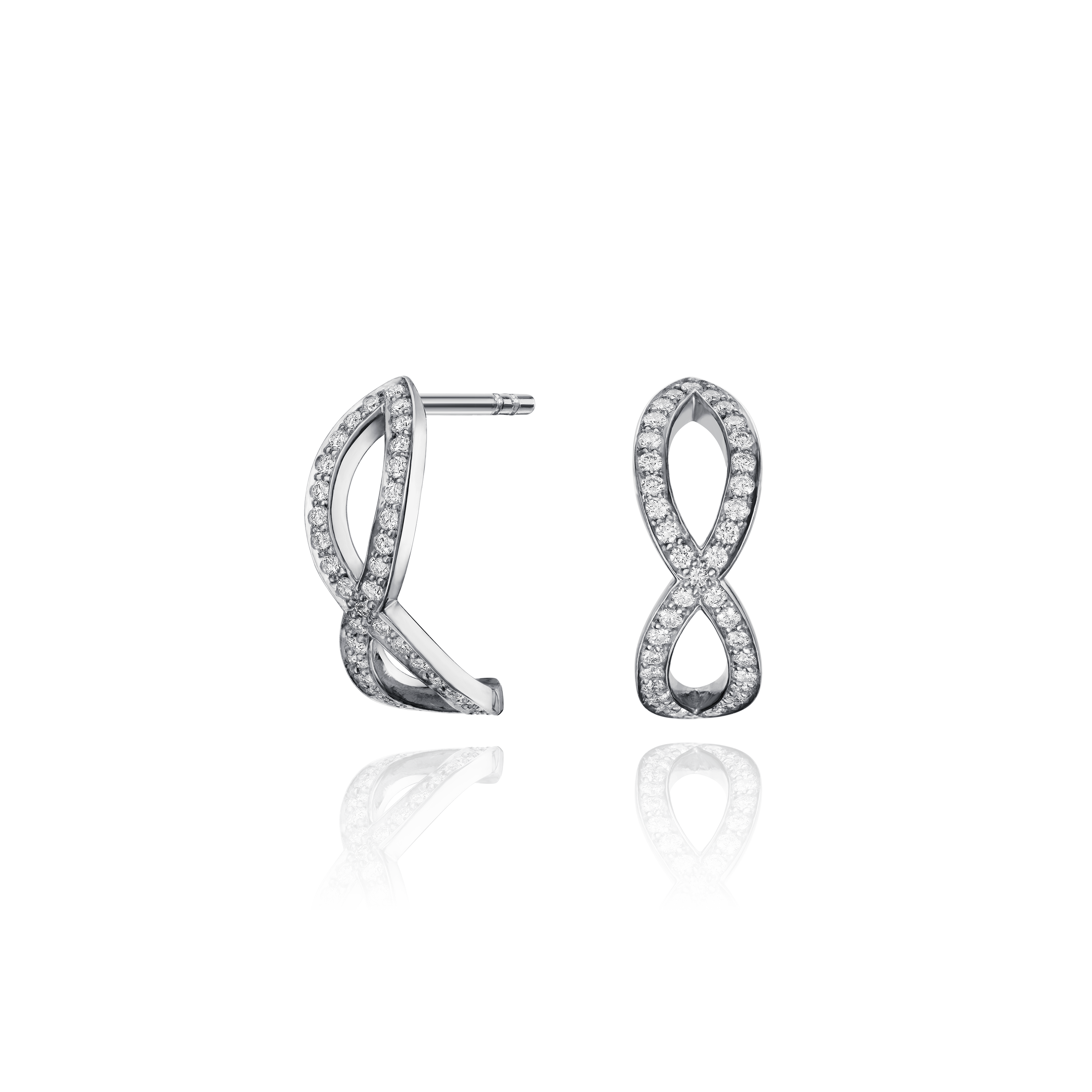 Skyline Collection Diamond Set Platinum Crossover Earrings