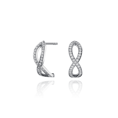 Skyline Collection Diamond Set Platinum Crossover Earrings