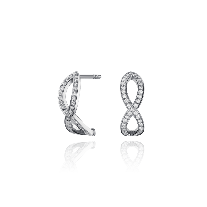 Skyline Collection Diamond Set Platinum Crossover Earrings