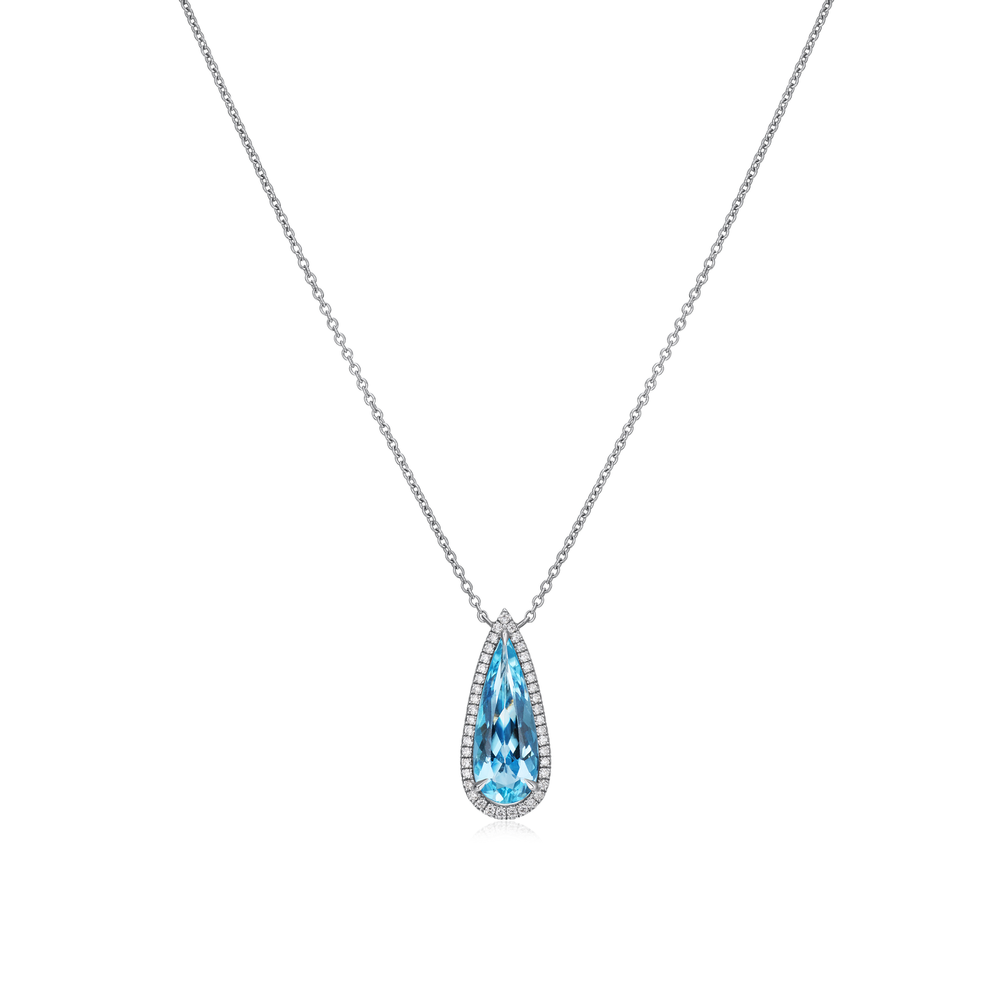 Pear Shape Aquamarine and Diamond Pendant