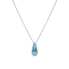 Pear Shape Aquamarine and Diamond Pendant