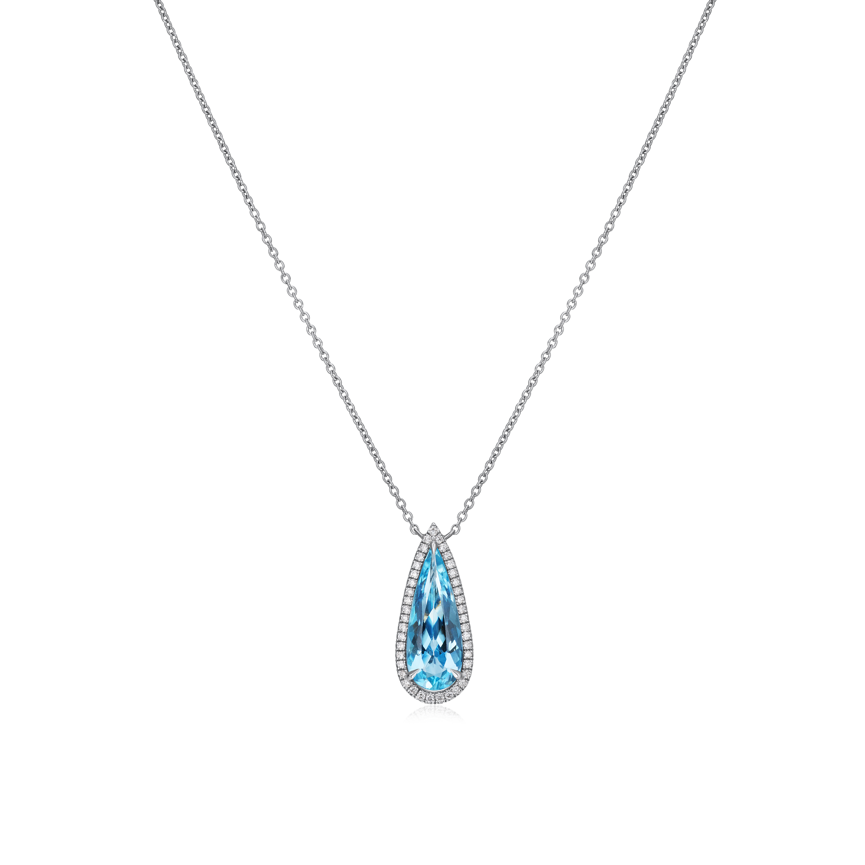 Pear Shape Aquamarine and Diamond Pendant