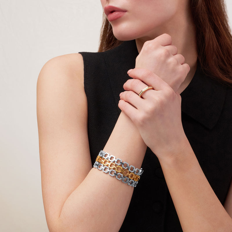 Nectar Three Row Bracelet With Yellow and White Diamonds