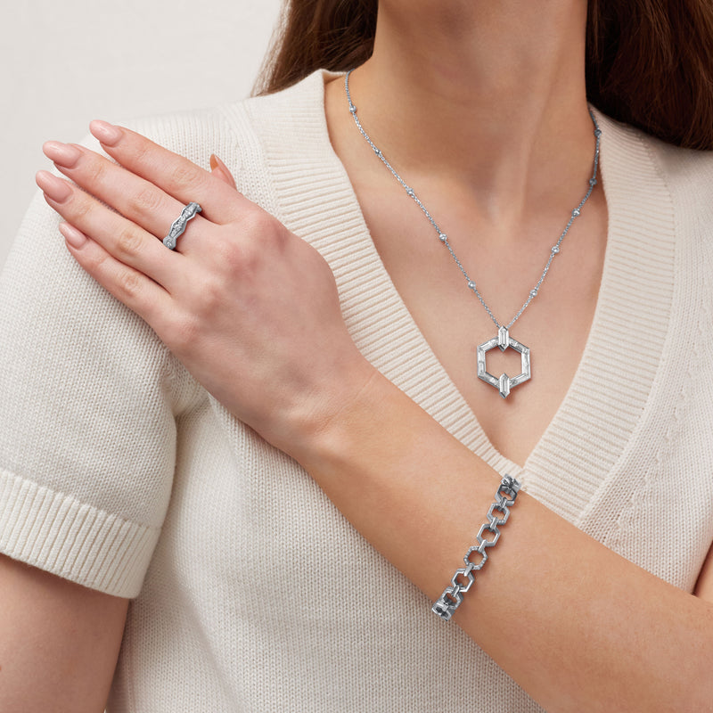 Nectar Platinum Diamond Set Shaped Ring