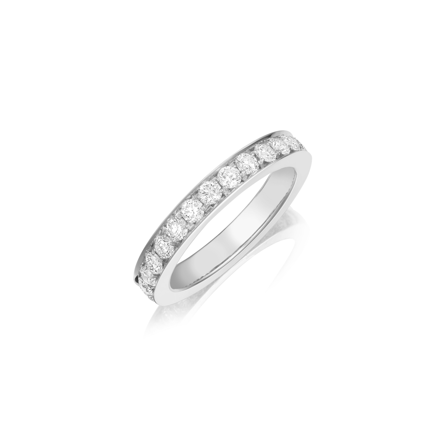 Skyline Platinum Diamond Set Half Eternity Ring, 3mm