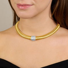 18ct Yellow Gold Snake Diamond Set Necklet