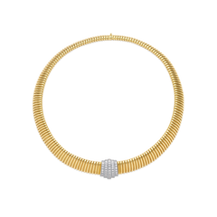 18ct Yellow Gold Snake Diamond Set Necklet