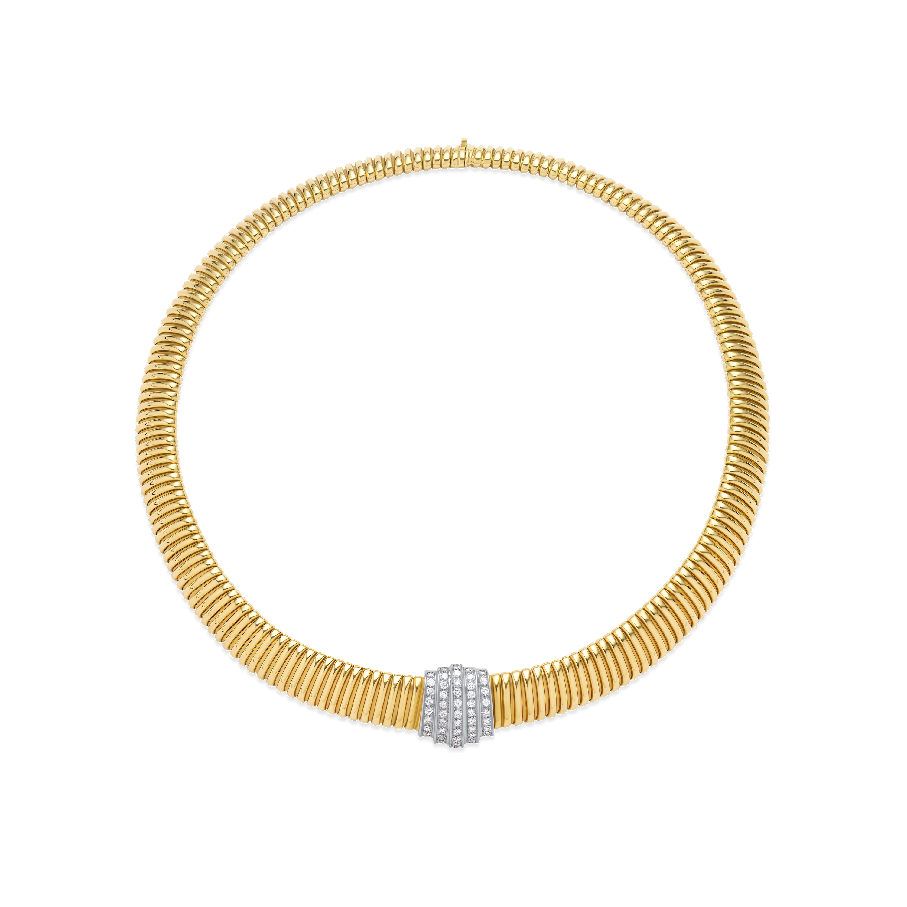 18ct Yellow Gold Snake Diamond Set Necklet