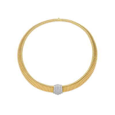 18ct Yellow Gold Snake Diamond Set Necklet