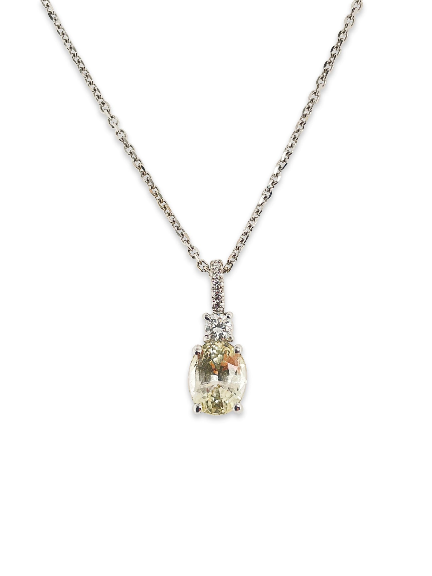 1.20cts Yellow Sapphire and Diamond Drop Pendant