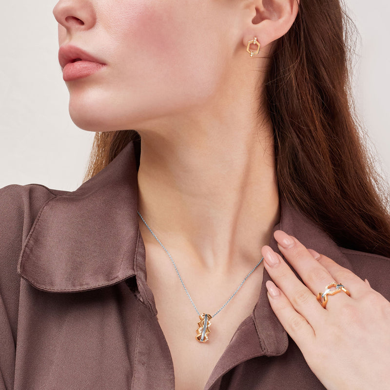 Nectar 18ct Rose Gold Diamond Set Stud Earrings