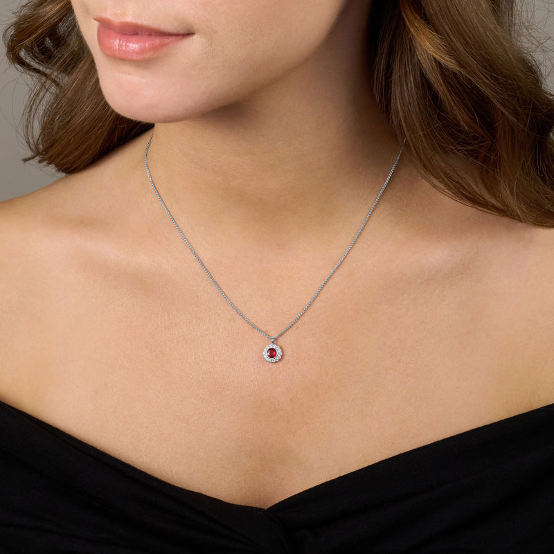 Ruby and Diamond Cluster Pendant