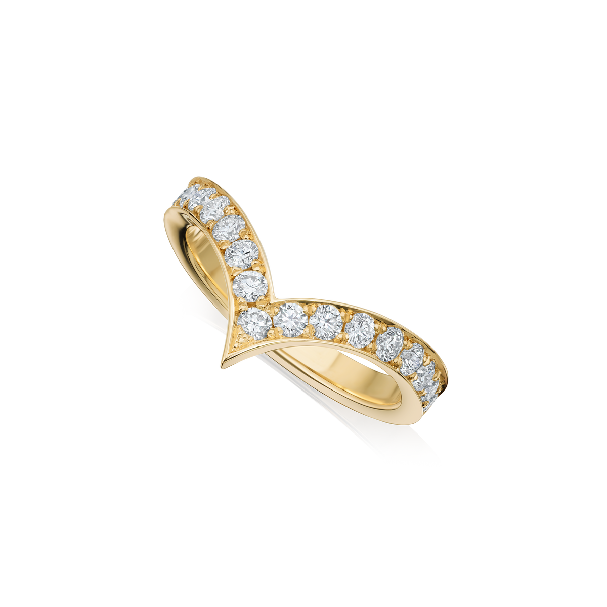 Skyline 18ct Yellow Gold Diamond Wishbone Ring, 3mm