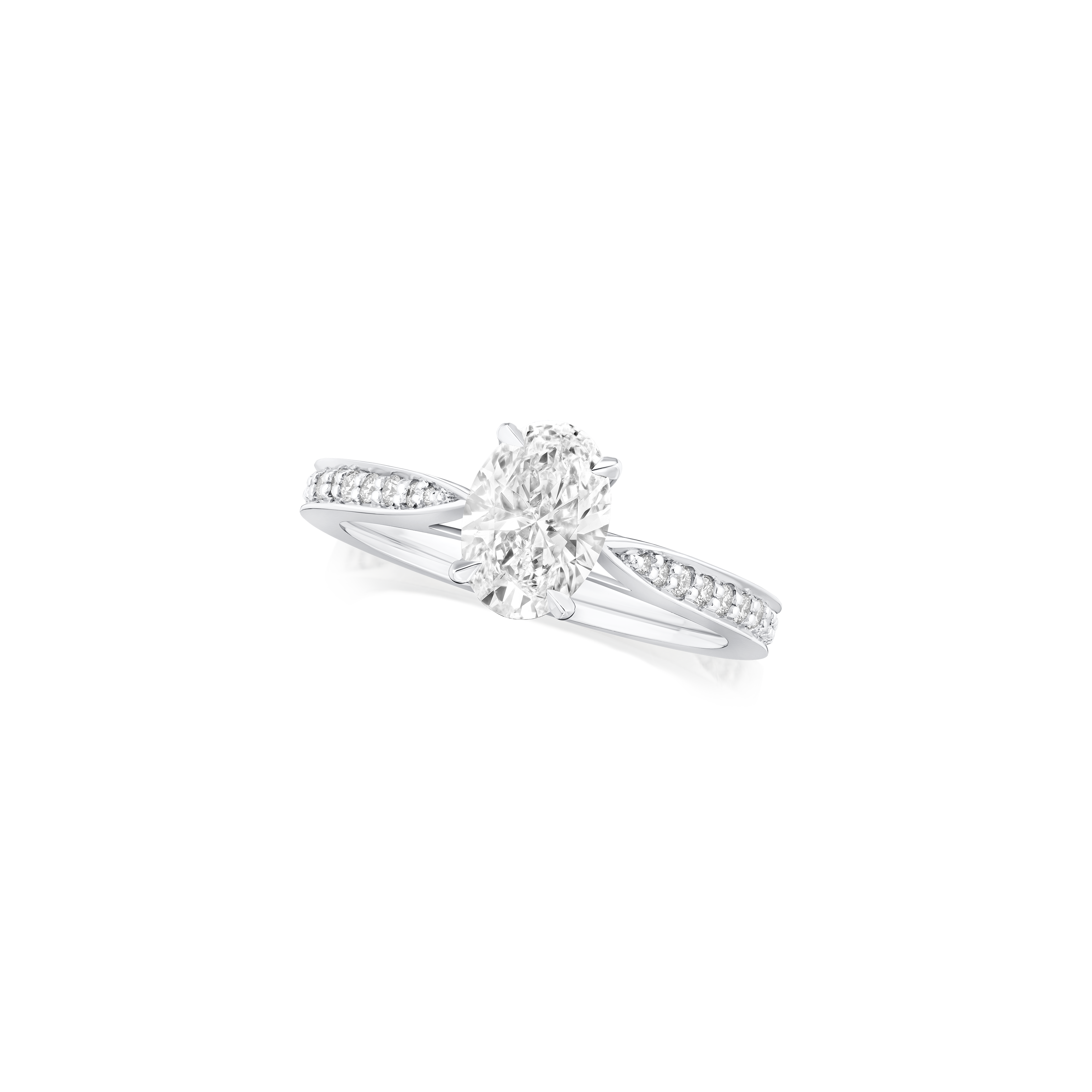 1.01ct Oval Diamond Solitaire Ring with Diamond Set Shoulders