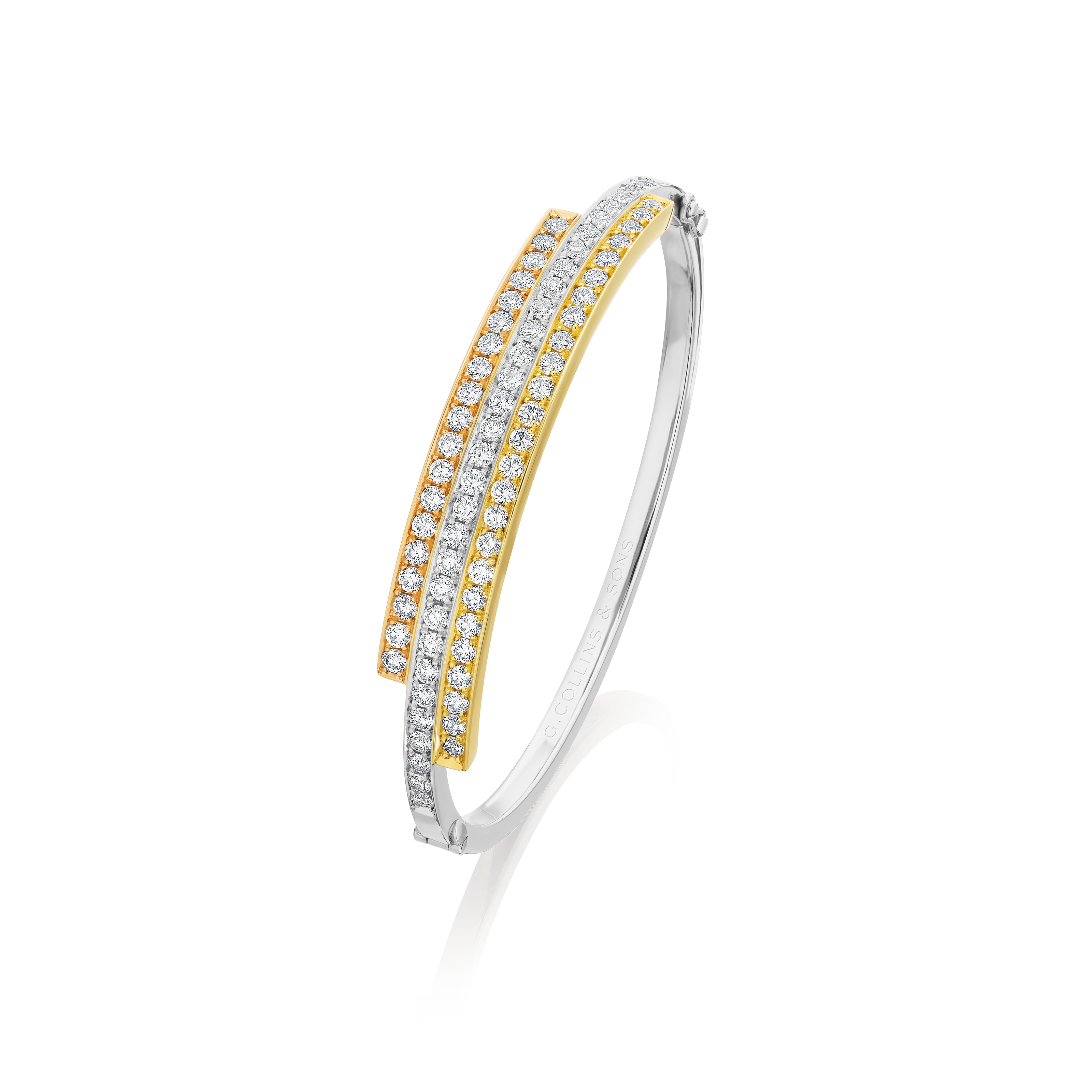 Skyline Collection Tri-Colour 3.81cts Diamond Set Bangle