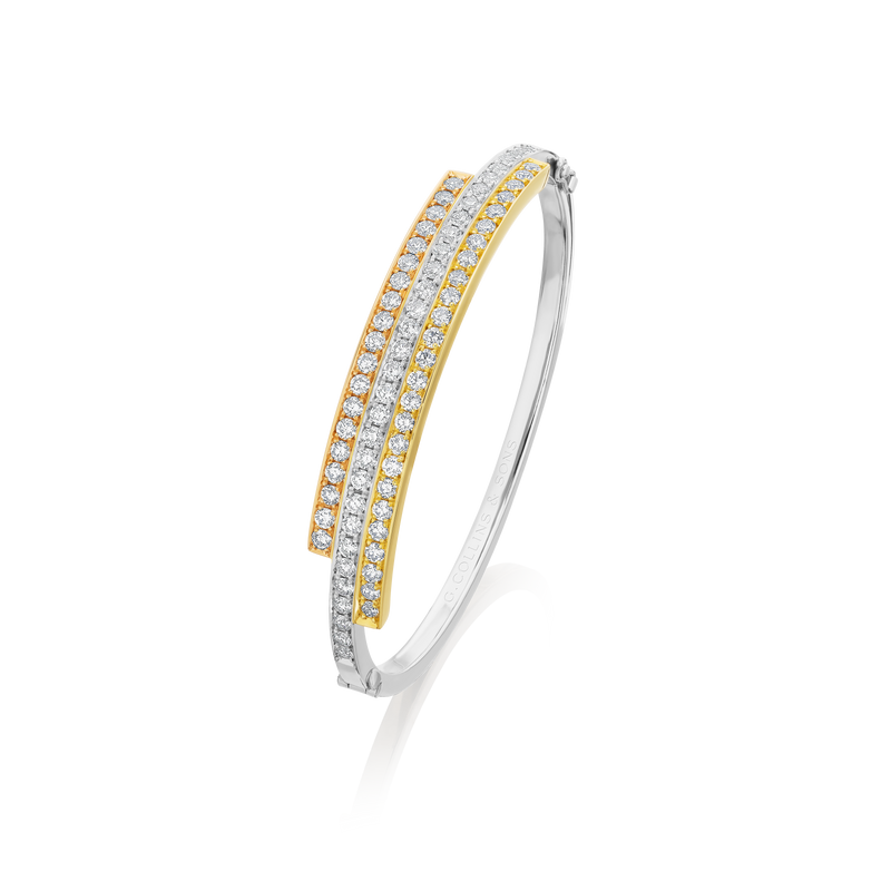 Skyline Collection Tri-Colour 3.81cts Diamond Set Bangle