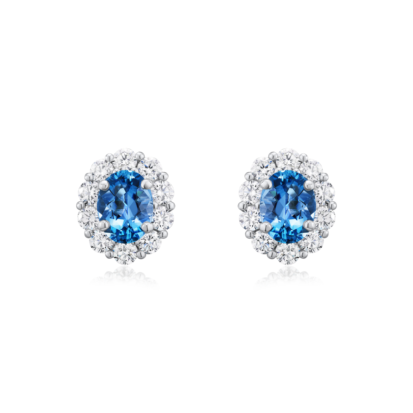 Aquamarine and Diamond Cluster Earrings