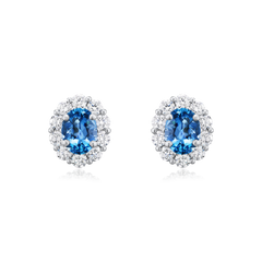 Aquamarine and Diamond Cluster Earrings