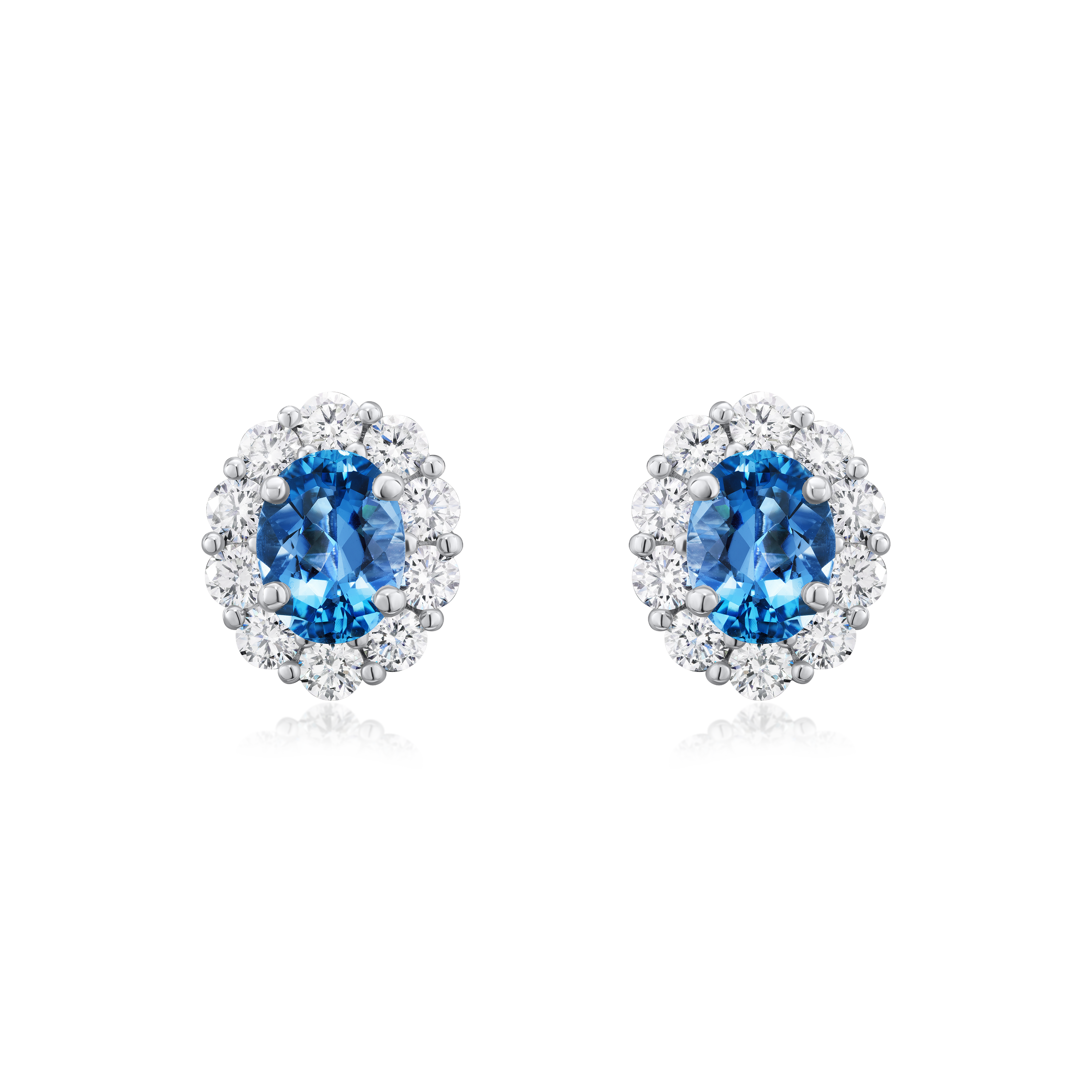 Aquamarine and Diamond Cluster Earrings