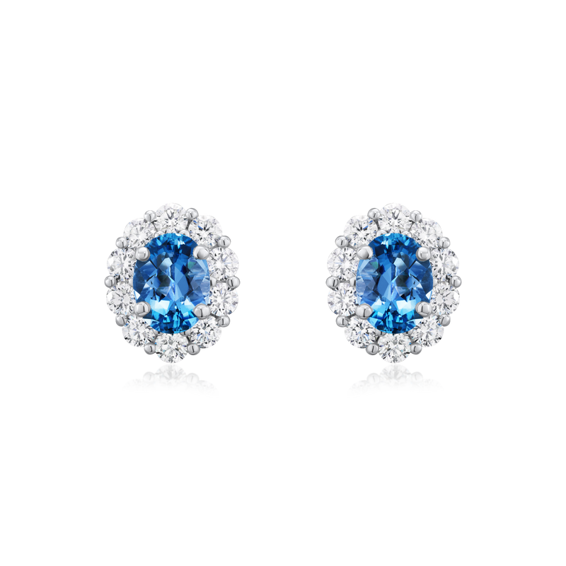 Aquamarine and Diamond Cluster Earrings